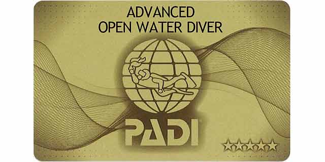 PADI Advanced Diver License